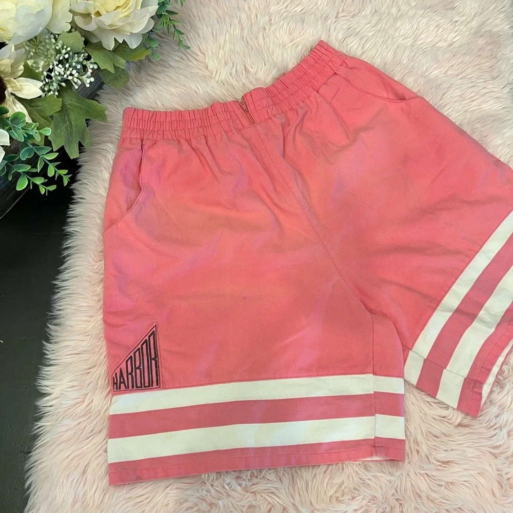 Victoria Harbor Vintage 80s 90s Pink White Stripe Pull On Shorts Sz M As‎ Is